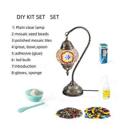 DIY gulbja mozaīkas galda lampa